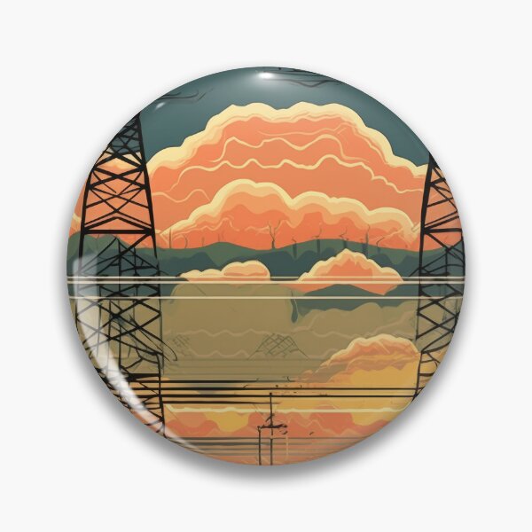 Item preview, Retro Comic Industrial Sunset and Pylons Pattern designed and sold by pinkal.