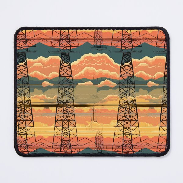 Item preview, Retro Comic Industrial Sunset and Pylons Pattern designed and sold by pinkal.