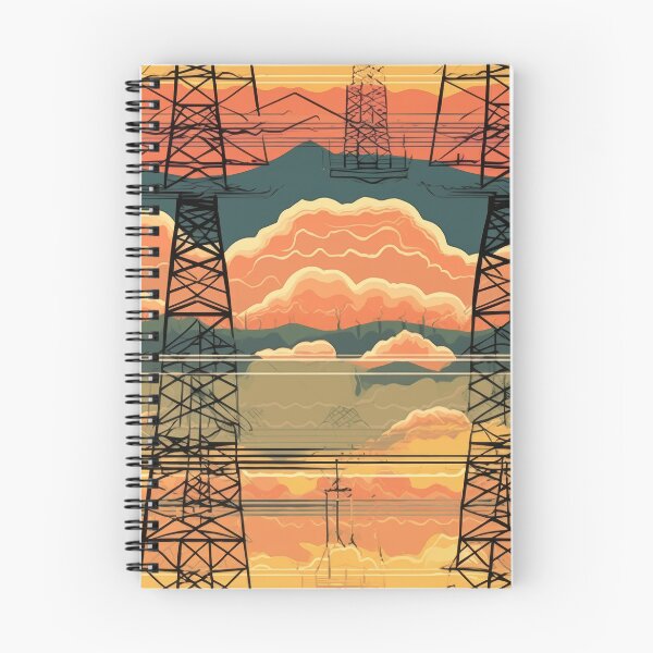 Item preview, Retro Comic Industrial Sunset and Pylons Pattern designed and sold by pinkal.