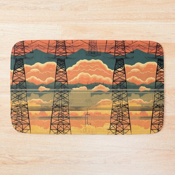 Item preview, Retro Comic Industrial Sunset and Pylons Pattern designed and sold by pinkal.