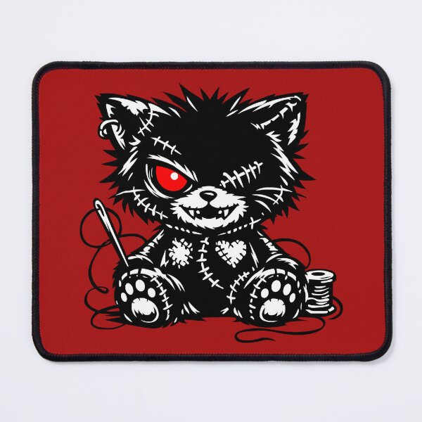 Item preview, Stitched Gothic Cat - Dark Voodoo Kitten with Red Eyes designed and sold by YourHue.