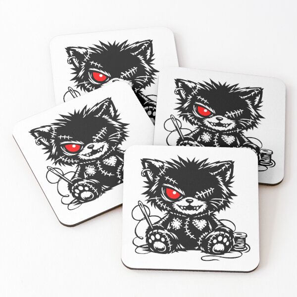 Item preview, Stitched Gothic Cat - Dark Voodoo Kitten with Red Eyes designed and sold by YourHue.