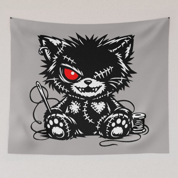 Item preview, Stitched Gothic Cat - Dark Voodoo Kitten with Red Eyes designed and sold by YourHue.