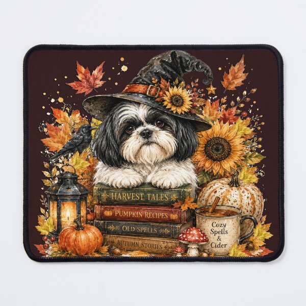 Item preview, Cute Shih Tzu Halloween Witch Harvest Fall designed and sold by tamdevo1.