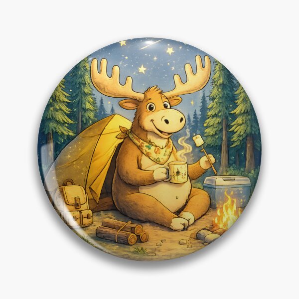 Item preview, Happy Camping Moose | Joyful Campfire Adventure Art. designed and sold by Clothes With Smiling Animals Walt Gral.