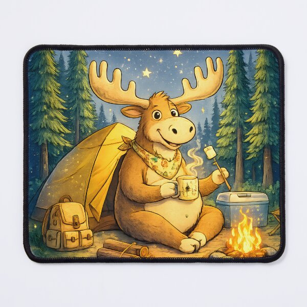 Item preview, Happy Camping Moose | Joyful Campfire Adventure Art. designed and sold by Clothes With Smiling Animals Walt Gral.