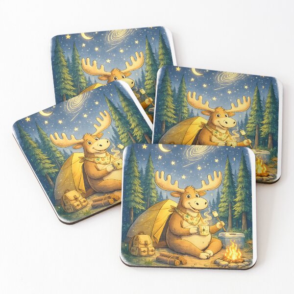 Item preview, Happy Camping Moose | Joyful Campfire Adventure Art. designed and sold by Clothes With Smiling Animals Walt Gral.