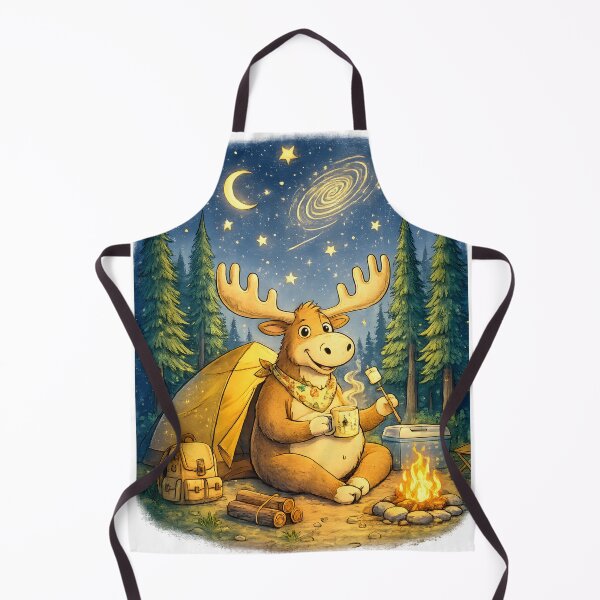 Item preview, Happy Camping Moose | Joyful Campfire Adventure Art. designed and sold by Clothes With Smiling Animals Walt Gral.