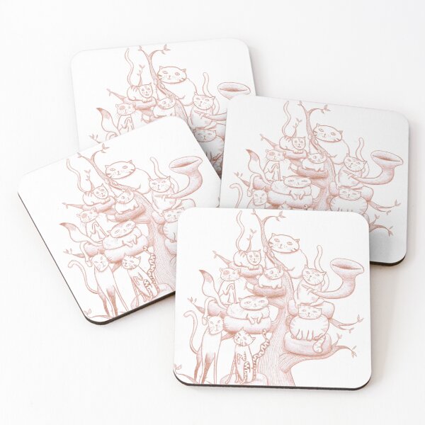 Item preview, Hand Drawn Cozy Cat Gathering Tree designed and sold by BOKEbyTC.