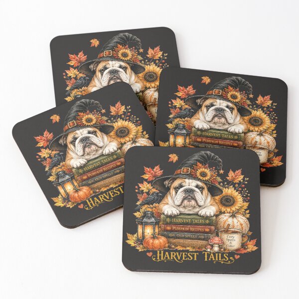 Item preview, Cute English Bulldog Halloween Witch Harvest Fall designed and sold by tamdevo1.