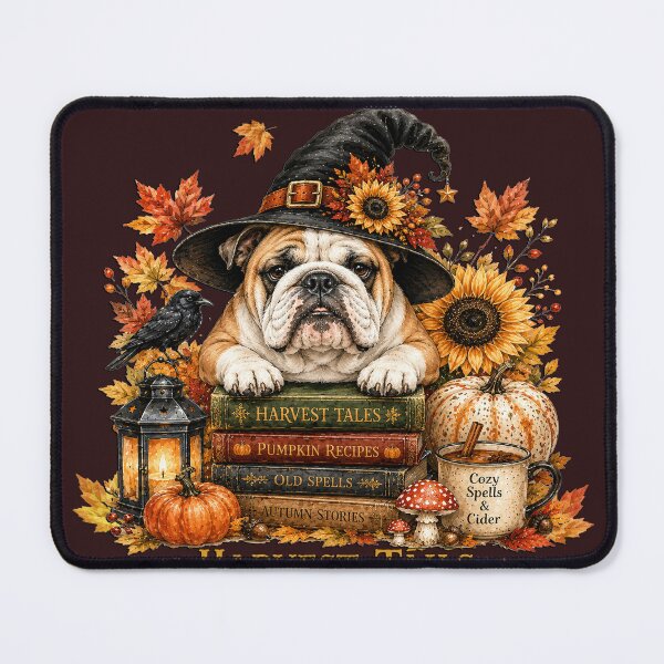 Item preview, Cute English Bulldog Halloween Witch Harvest Fall designed and sold by tamdevo1.