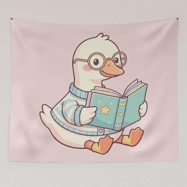 Item preview, Cute Kawaii Reading Duck in Sweater designed and sold by BrownHorse90s.