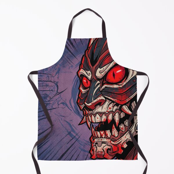 Item preview, Cyber Oni Demon Samurai Mask Blood Splatter Manga Graphic Art designed and sold by MCHDesignST.