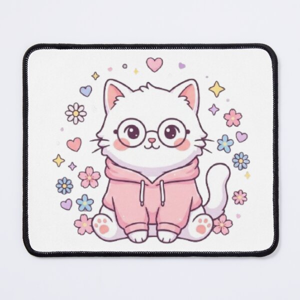 Item preview, Cute Fluffy White Cat in Pink Hoodie | Kawaii Cat Lover T-Shirt | Pastel Aesthetic Kitty designed and sold by Faisal  Shah.