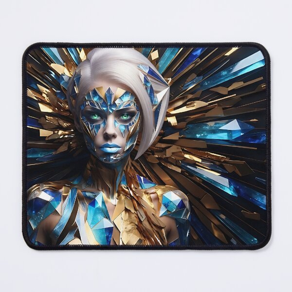 Item preview, Crystalline Queen - Ethereal Sci-Fi Portrait designed and sold by ToxicInkArt.