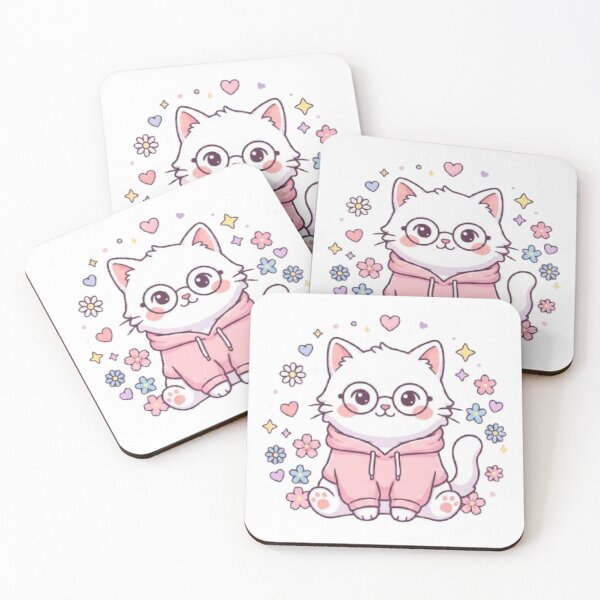 Item preview, Cute Fluffy White Cat in Pink Hoodie | Kawaii Cat Lover T-Shirt | Pastel Aesthetic Kitty designed and sold by Faisal  Shah.