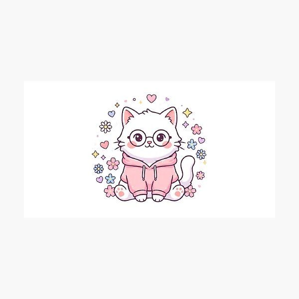 Item preview, Cute Fluffy White Cat in Pink Hoodie | Kawaii Cat Lover T-Shirt | Pastel Aesthetic Kitty designed and sold by Faisal  Shah.