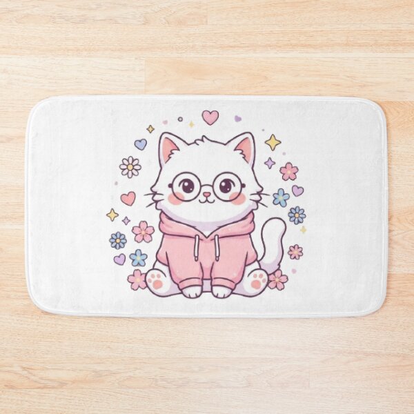 Item preview, Cute Fluffy White Cat in Pink Hoodie | Kawaii Cat Lover T-Shirt | Pastel Aesthetic Kitty designed and sold by Faisal  Shah.