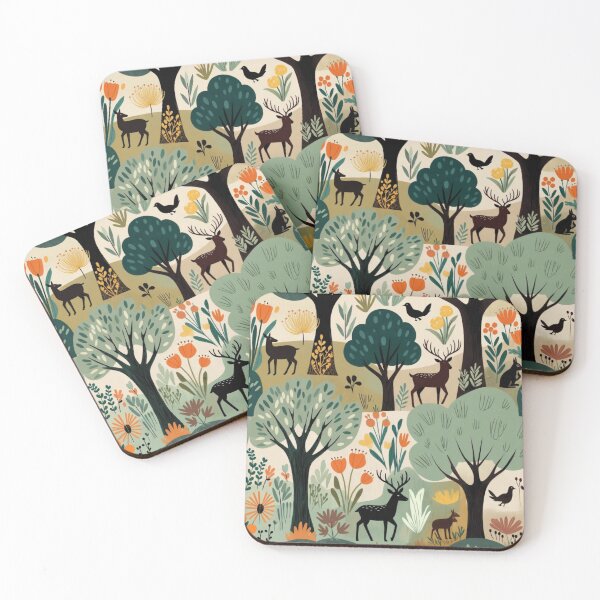 Item preview, Earthy Nordic Forest Seamless Pattern Woodland Wildlife Scape designed and sold by Nexus Space.
