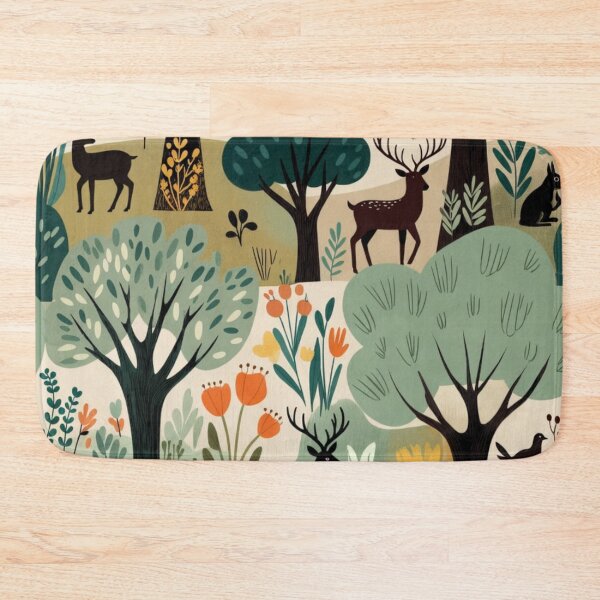 Item preview, Earthy Nordic Forest Seamless Pattern Woodland Wildlife Scape designed and sold by Nexus Space.