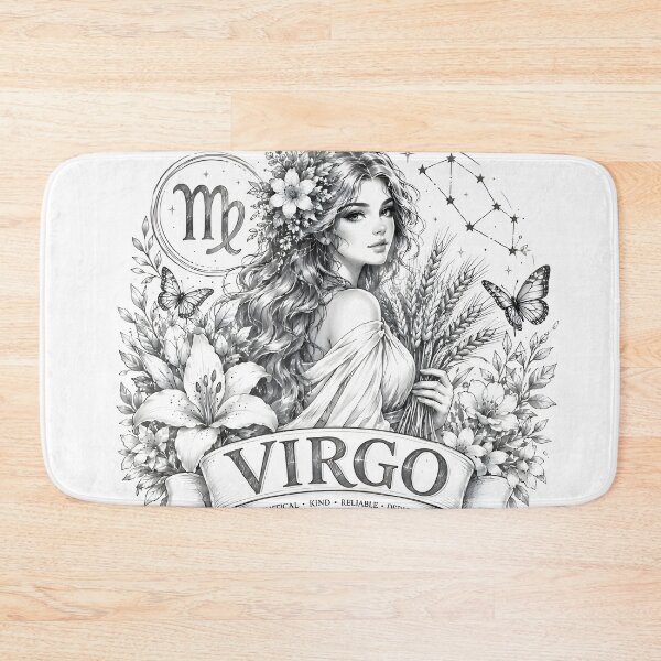 Item preview, Virgo Floral Maiden Analytical Kind Reliable Zodiac Art designed and sold by Zodiac Celestial Art.