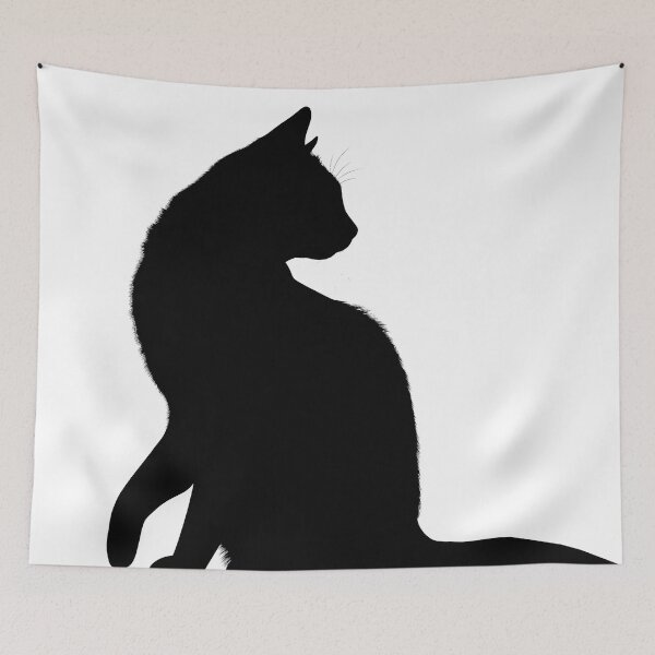 Item preview, Minimal Black Cat Silhouette Cute Eyes designed and sold by Hoodybaba.