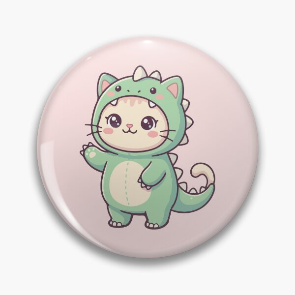 Item preview, Cute Kawaii Cat in Dinosaur Onesie designed and sold by BrownHorse90s.