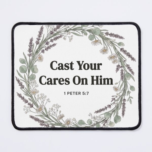 Item preview, Cast Your Cares On Him Christian Floral Bible Verse Art designed and sold by Kayshies8120.