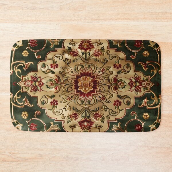 Item preview, Emerald Persian Floral Medallion Rug | Vintage Oriental Carpet Pattern designed and sold by GrinGalore.