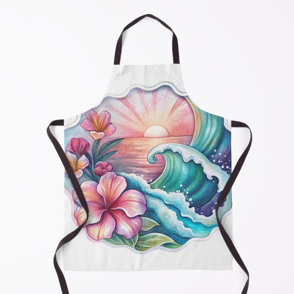 Item preview, Tropical Ocean Wave Hibiscus Sunset Sticker designed and sold by KHCreative2025.