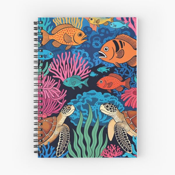 Item preview, Graphic Folk Art Coral Reef Sea Turtles Ocean Life designed and sold by Nexus Space.