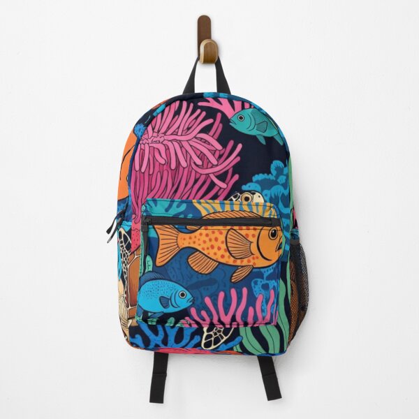 Item preview, Graphic Folk Art Coral Reef Sea Turtles Ocean Life designed and sold by Nexus Space.