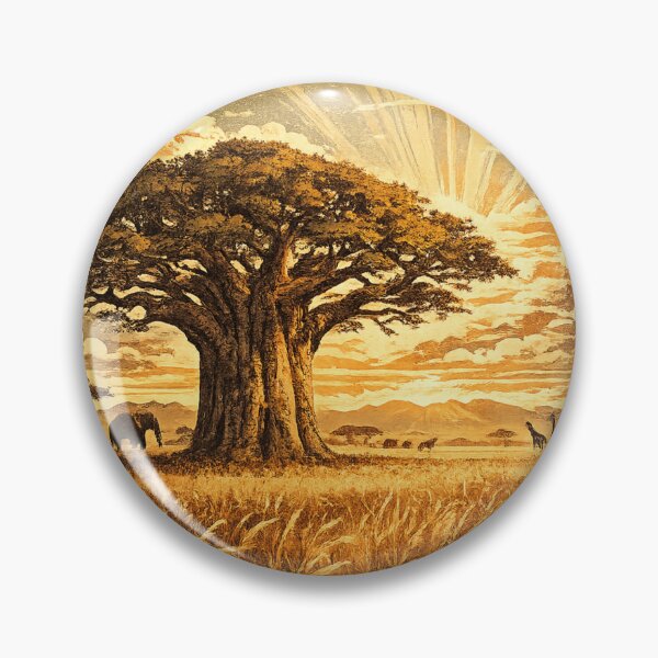 Item preview, African Savanna Baobab Tree Wildlife - Vintage Nature designed and sold by irfanshikh.