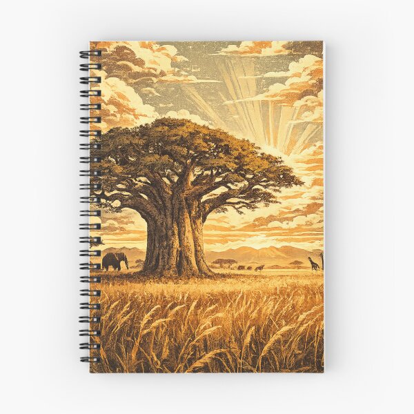 Item preview, African Savanna Baobab Tree Wildlife - Vintage Nature designed and sold by irfanshikh.