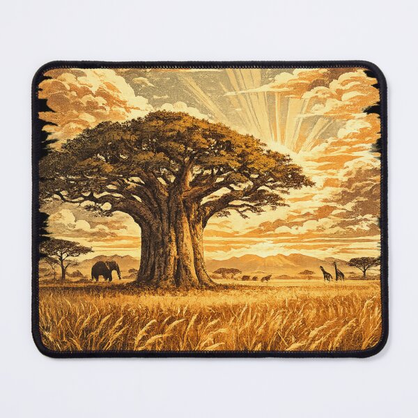 Item preview, African Savanna Baobab Tree Wildlife - Vintage Nature designed and sold by irfanshikh.