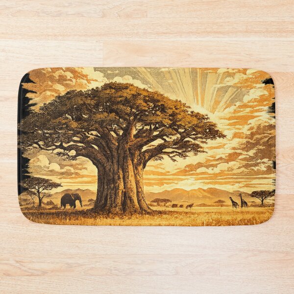Item preview, African Savanna Baobab Tree Wildlife - Vintage Nature designed and sold by irfanshikh.