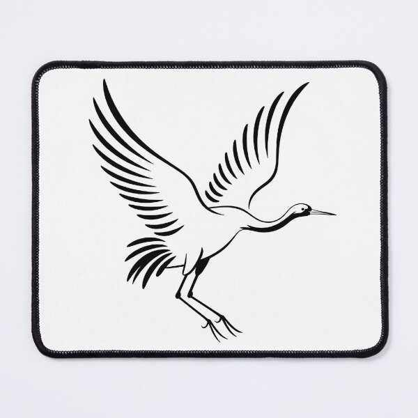 Item preview, Minimalist Japanese Crane in Flight Line Art | Sumi-e Zen Ink Bird Wall Art designed and sold by Tamas Das.
