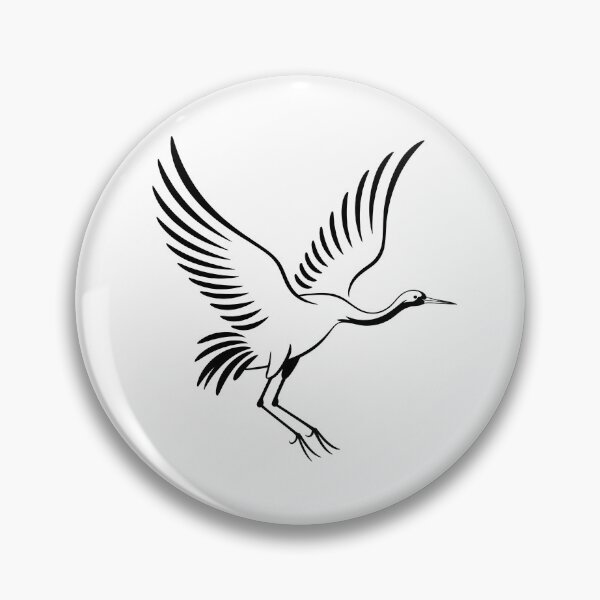 Item preview, Minimalist Japanese Crane in Flight Line Art | Sumi-e Zen Ink Bird Wall Art designed and sold by Tamas Das.