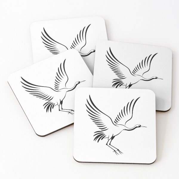 Item preview, Minimalist Japanese Crane in Flight Line Art | Sumi-e Zen Ink Bird Wall Art designed and sold by Tamas Das.