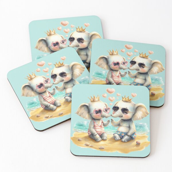 Item preview, Cute Chibi Baby Elephants Beach Holiday Vacation designed and sold by ArtisticDesignsbyLinda.