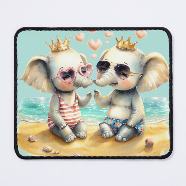 Item preview, Cute Chibi Baby Elephants Beach Holiday Vacation designed and sold by ArtisticDesignsbyLinda.