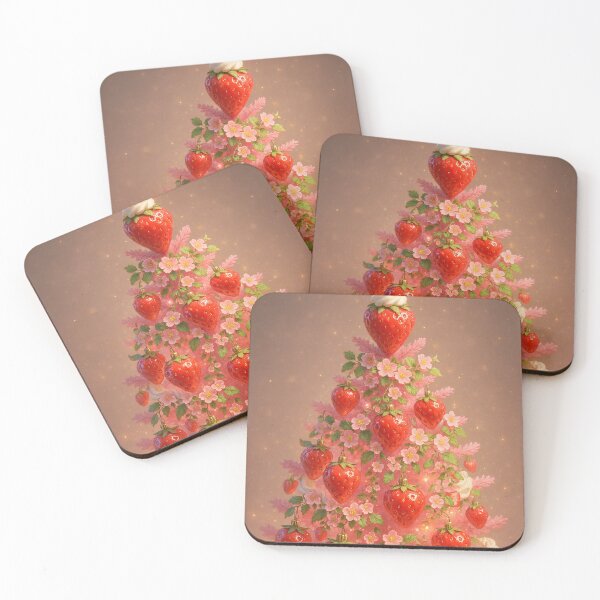 Item preview, Cute Strawberry Christmas Tree with Pink Flowers and Sparkles designed and sold by Joammiyon.