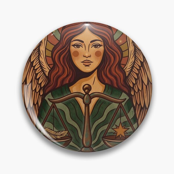 Item preview, Libra Zodiac Angel Art – Vintage Boho Astrology Illustration With Scales Of Justice designed and sold by RSDigitalPrintDesign.