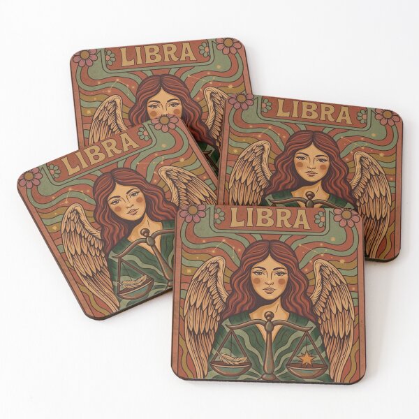 Item preview, Libra Zodiac Angel Art – Vintage Boho Astrology Illustration With Scales Of Justice designed and sold by RSDigitalPrintDesign.