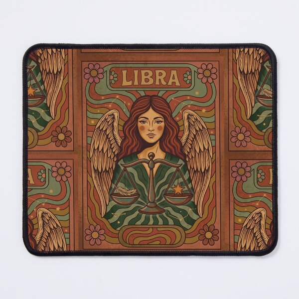 Item preview, Libra Zodiac Angel Art – Vintage Boho Astrology Illustration With Scales Of Justice designed and sold by RSDigitalPrintDesign.