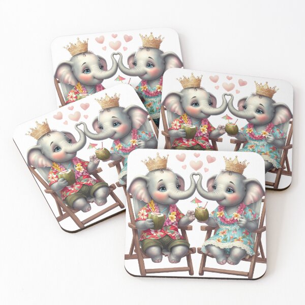 Item preview, Royal Chibi Baby Elephants Tropical Resort Paradise designed and sold by ArtisticDesignsbyLinda.