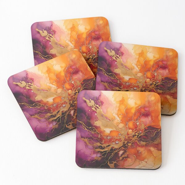 Item preview, Ethereal Bloom: Abstract Violet and Gold Fluid Art designed and sold by ToxicInkArt.