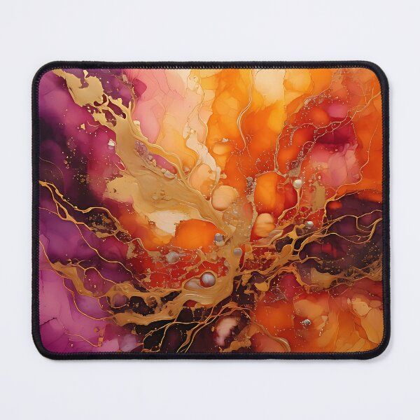 Item preview, Ethereal Bloom: Abstract Violet and Gold Fluid Art designed and sold by ToxicInkArt.
