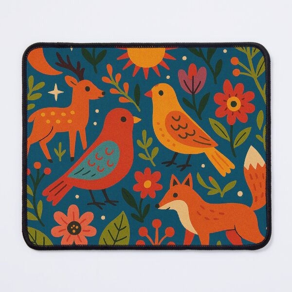 Item preview, Whimsical Folk Art Forest Animals Sun and Moon Painting designed and sold by Nexus Space.