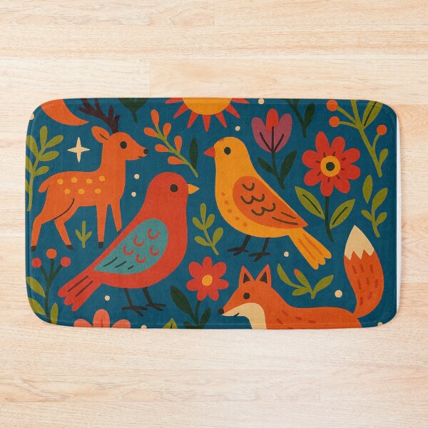 Item preview, Whimsical Folk Art Forest Animals Sun and Moon Painting designed and sold by Nexus Space.